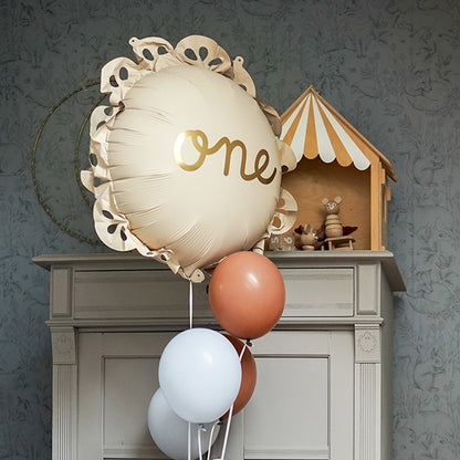 Balon foliowy z helem, okrągły, PartyDeco, 51cm - Okrągły z falbanką