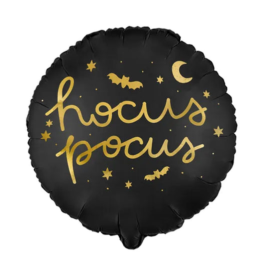 Balon foliowy z helem, czarny, PartyDeco, 35cm - Hocus Pocus