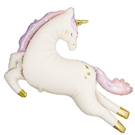 Balon foliowy z helem, PartyDeco, jednorożec, 113cm - Matowy Unicorn