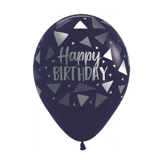Balon lateksowy z helem, Sempertex, 30cm - Happy Birthday - Triangles